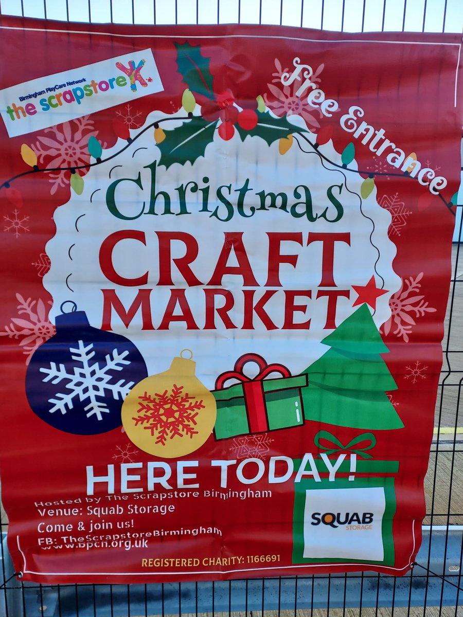 BrumScrapstore's tweet photo. Our Christmas Craft Market is open today between 10am-3pm at the squab Storage. #christmascraftmarket #craft #scrapstorebirmingham #BPCN #squabStorage #christmas #christmascrafts #christmaspresents https://t.co/j6u4zY6zMt