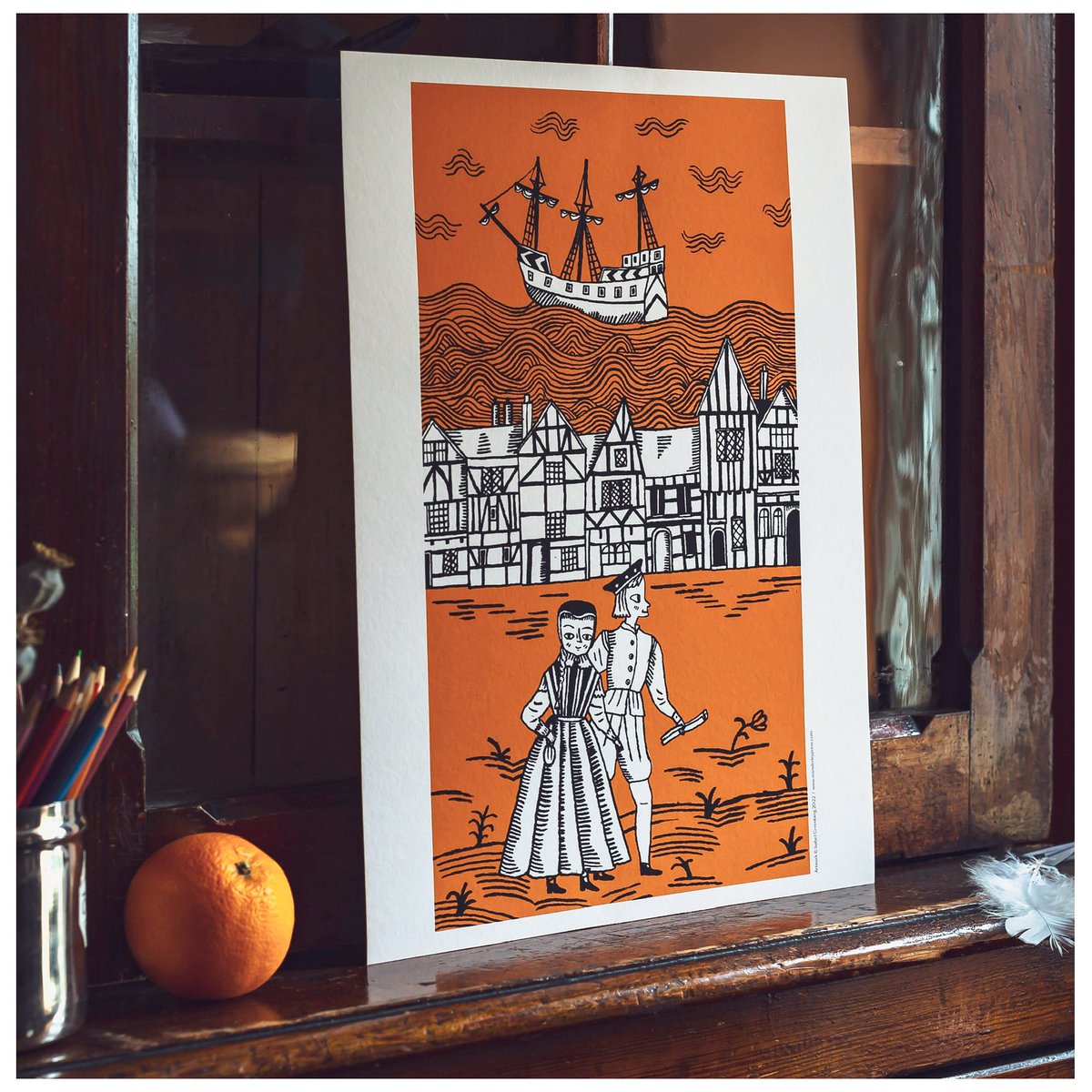 Take one classic kids book, add a beautiful illustration by @isabelgreenberg + stir in a smidge of high-quality printing + thick dappled card. The result? A stunning art print of the front cover of The Armourer's House by @rsutcliff #rosemarysutcliff bit.ly/3h4wRoW