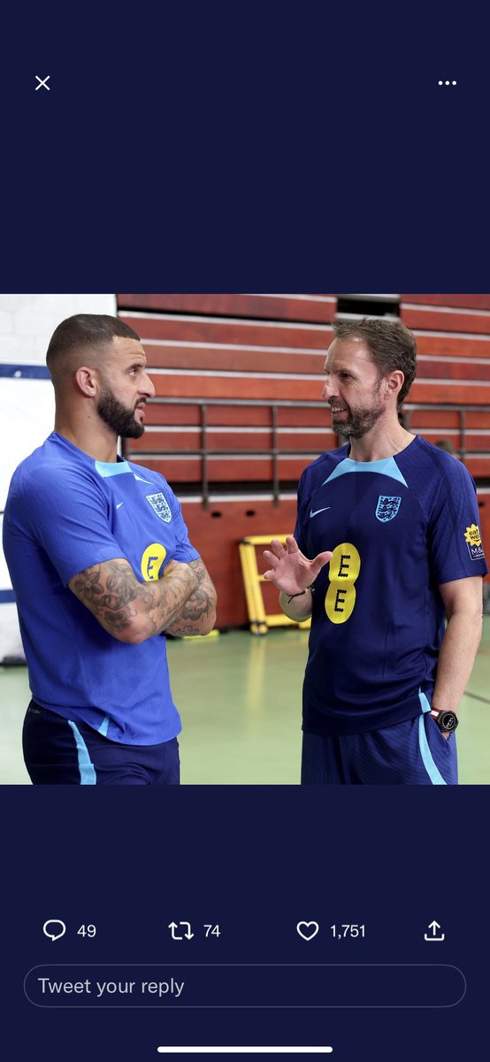 Macattackno9's tweet image. Southgate briefing Walker… stick Mbappe in the stand first 10mins Saturday 😂😂 🩼🩼