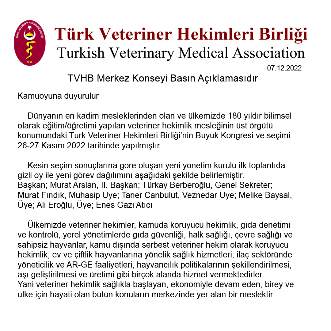Türk Veteriner Hekimleri Birliği tweet media