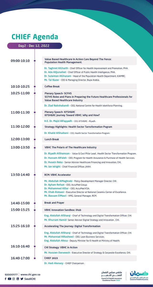 SaudiCHI's tweet photo. Join us December  11th &amp; 12th in #CHIEF to discuss number of key topics in the health sector  with a group of local , global pioneers and decision makers in the health and insurance sector

#CHI https://t.co/5hkOX1nwvA