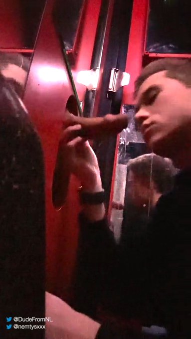 Took @nemtysxxx to the glory holes at Drakes in Amsterdam to let him unload my balls ? https://t.co/