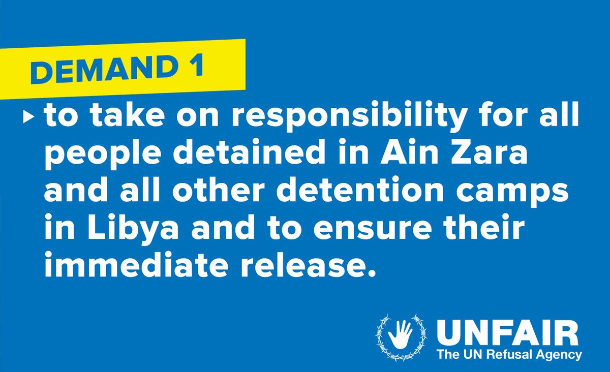 berlinersfor's tweet photo. #ToGeneva
9-10 December 2022

No more suffering in #Libya and deaths at the borders: 12 demands from @RefugeesinLibya &amp; @SoliwRiLibya.

1) to take on responsibility for all people detained in #Ain Zara and all other detention camps in #Libya and to ensure their immediate release. https://t.co/98DWJVkXm6