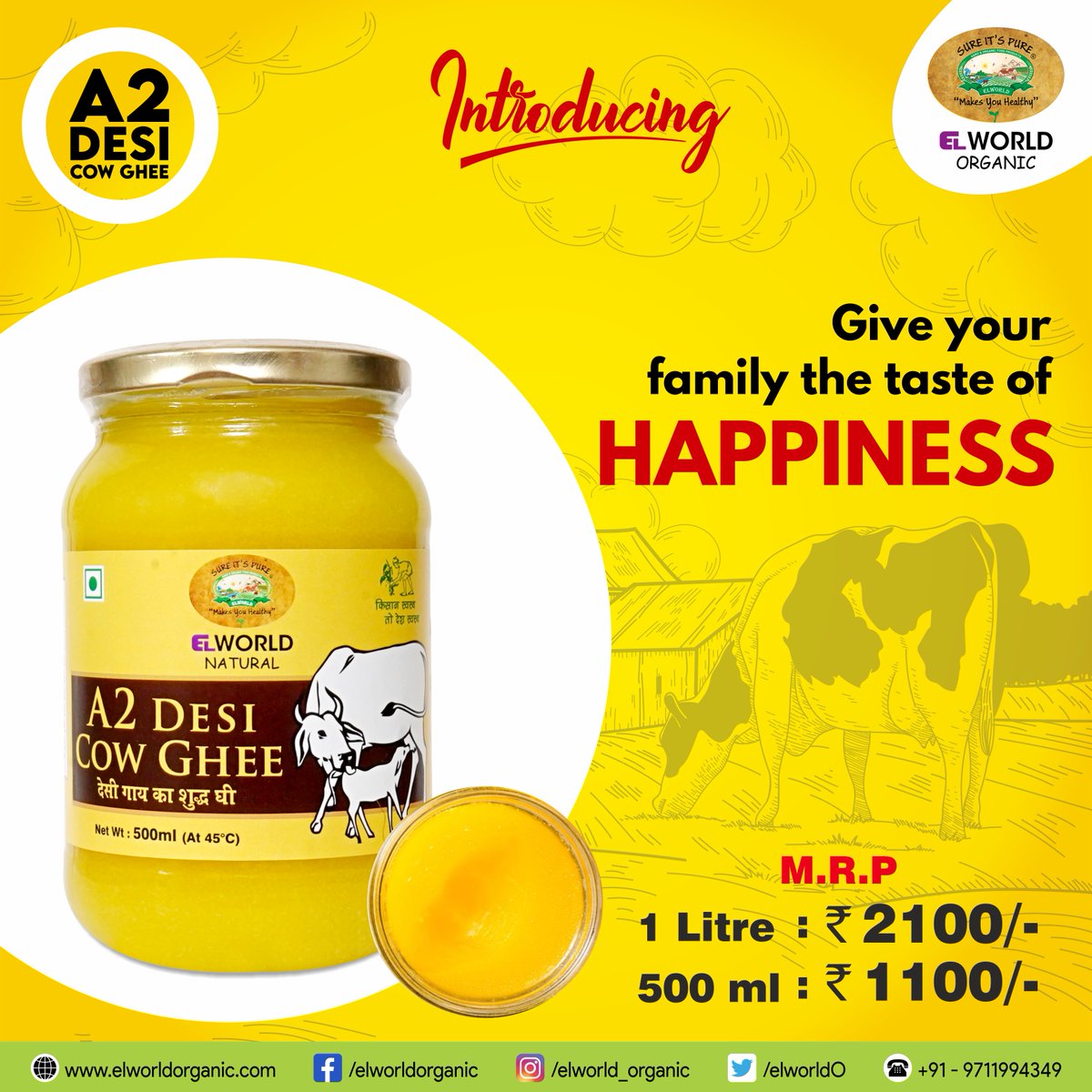 ElworldO's tweet photo. Make your foods #delicious with a #Elworld A2 desi #Cow #Ghee. Elworld Organic promotes the tradition of having ghee as a wholesome part of an every day diet.
βοΈShop now -https://t.co/zh6BAa8UR5
#ELWorldAgro #ELWorldOrganic #OrganicProducts #DesiCowGhee #DesiGhee #EatOrganic https://t.co/IJSy7qeIgD