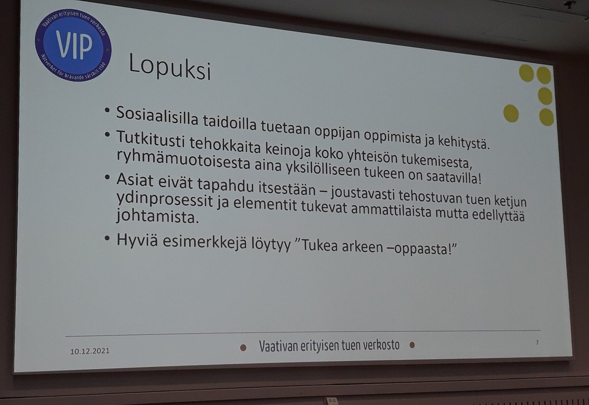 Kiitos teemaryhmille työskentelyn tuloksien esittelyistä! 
Materiaalit, oppaat yms löytyvät VIP-verkoston nettisivuilta