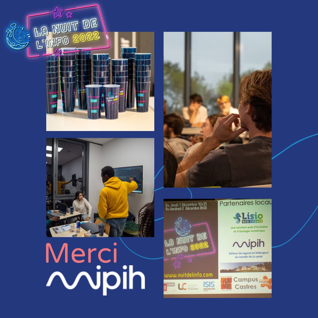 Bien plus qu'un partenaire, merci au Mipih de son engagement sur la nuit de l'informatique à nos cotés.

#nuitinfo #mipih #esante #santenumerique