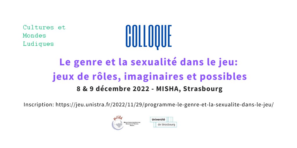 J-1 avant le colloque !
Les interventions à distance  seront visibles à partir de cette adresse : bbb.unistra.fr/b/jul-i7x-5yx-…
Notez que les interventions de TRELIS Ugo et COTTET Lise ne seront pas disponibles. Programme et contact: jeu.unistra.fr