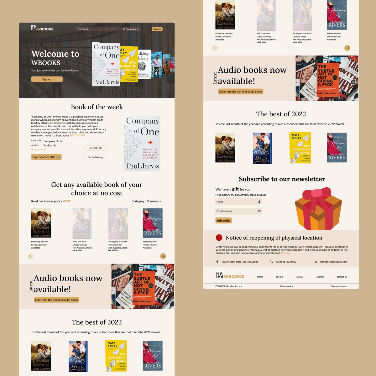 Milayo_Lizbeth's tweet image. I&apos;ve been stressed lately, and designing helps me relax, so I decided to participate in the week 3 genezatraining design challenge, and this is my submission.

Task: Design a landing page for a bookstore 
#genezadesignchallenge #bookstore #books #ui #ux