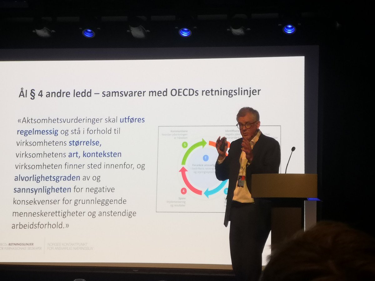 På @Forbrukertilsyn konferanse om #aktsomhetsvurderinger sier leder av  @OECD_NCP_Norway at aktsomhetsvurderingshjulet må vi henge over sengen og se på vei til trikken. Kontinuerlig! @etiskhandel