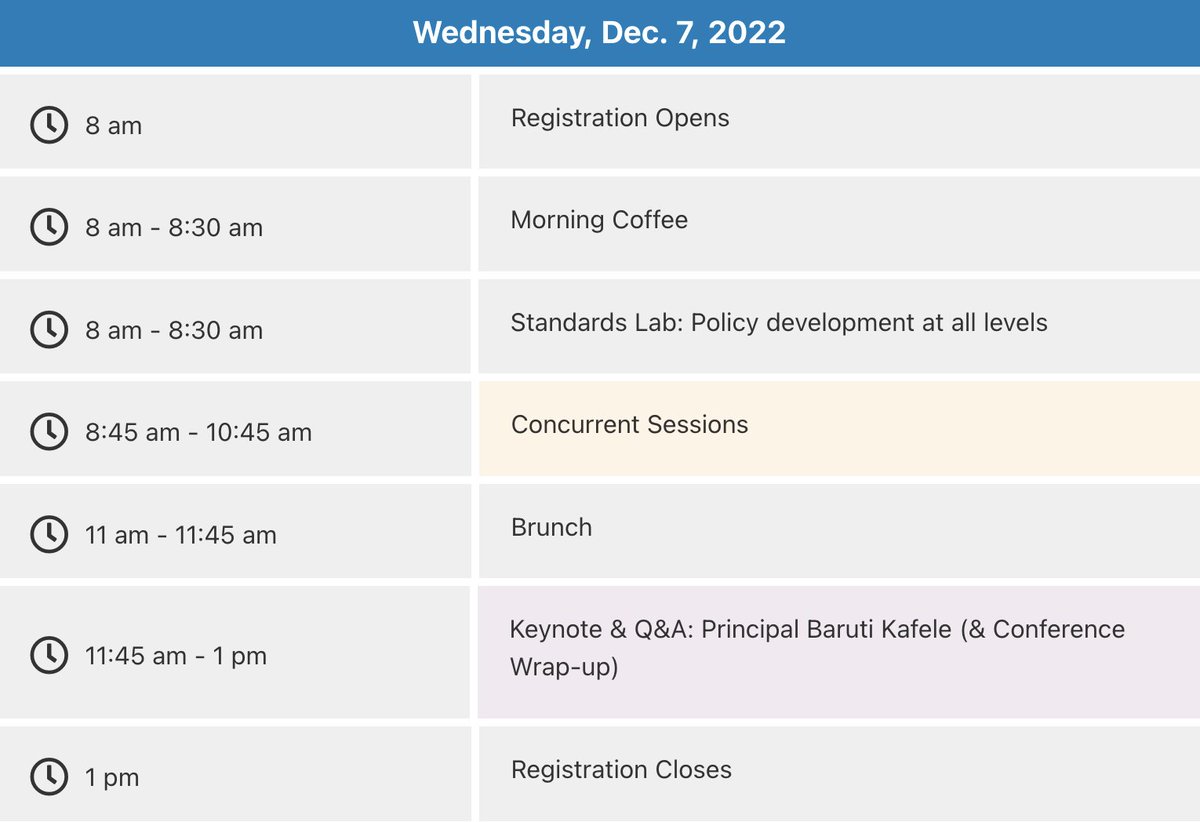 Welcome to the last day of #LearnFwd22. 🎉 We hope you feel motivated, are full of new ideas, and are ready to soak in another day of learning and networking. 

Here is today's schedule. 

Highlight: Today, there isn't lunch midday, but instead, brunch @ 11 AM.