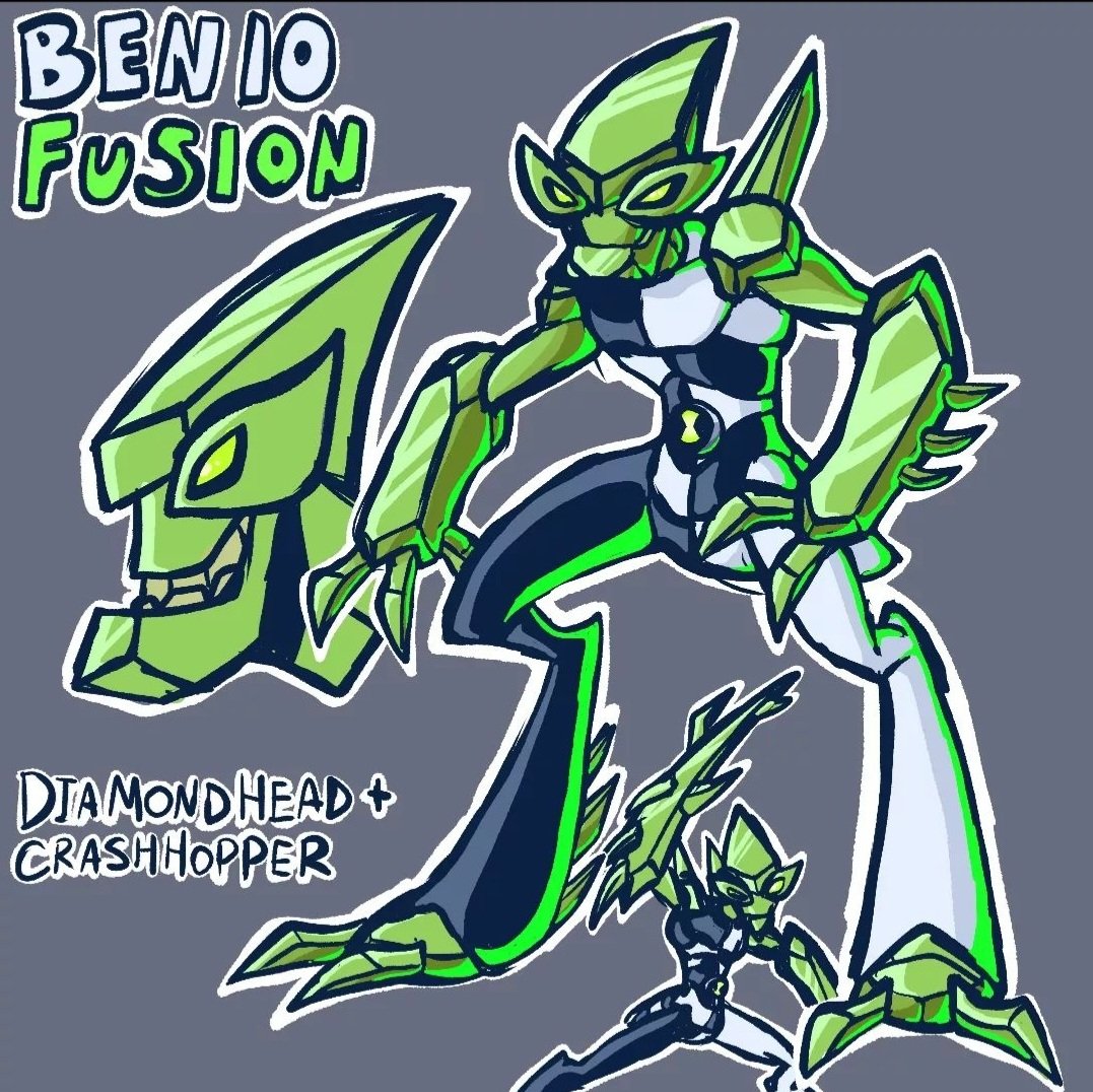 nyxara_arts's tweet photo. Fusion 
Crashhopper x Diamondhead 🔥
Not my work but work of my friend 
On instagram 
Give him folllow 💙
Here is he's profile 👇
https://t.co/ASUsCSPjo6…
#ben10 #crashhopper #diamondhead #fusion #fanart #ben10fanart https://t.co/GE7epfr9Mj