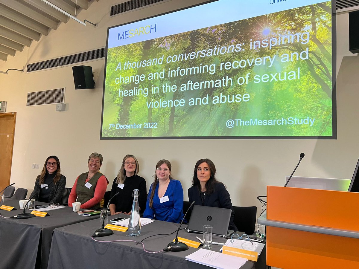 TheMesarchStudy's tweet photo. In our first presentation of the day, we share findings from our 2 Cochrane reviews about what interventions assist in recovery after sexual violence and abuse. #themesarchstudy @CovUni_CIH @CovUniResearch @ProfSarahBrown @rosiejennapsych @halliwell_gemma @DrGraceCarter https://t.co/HohmmlRfU9