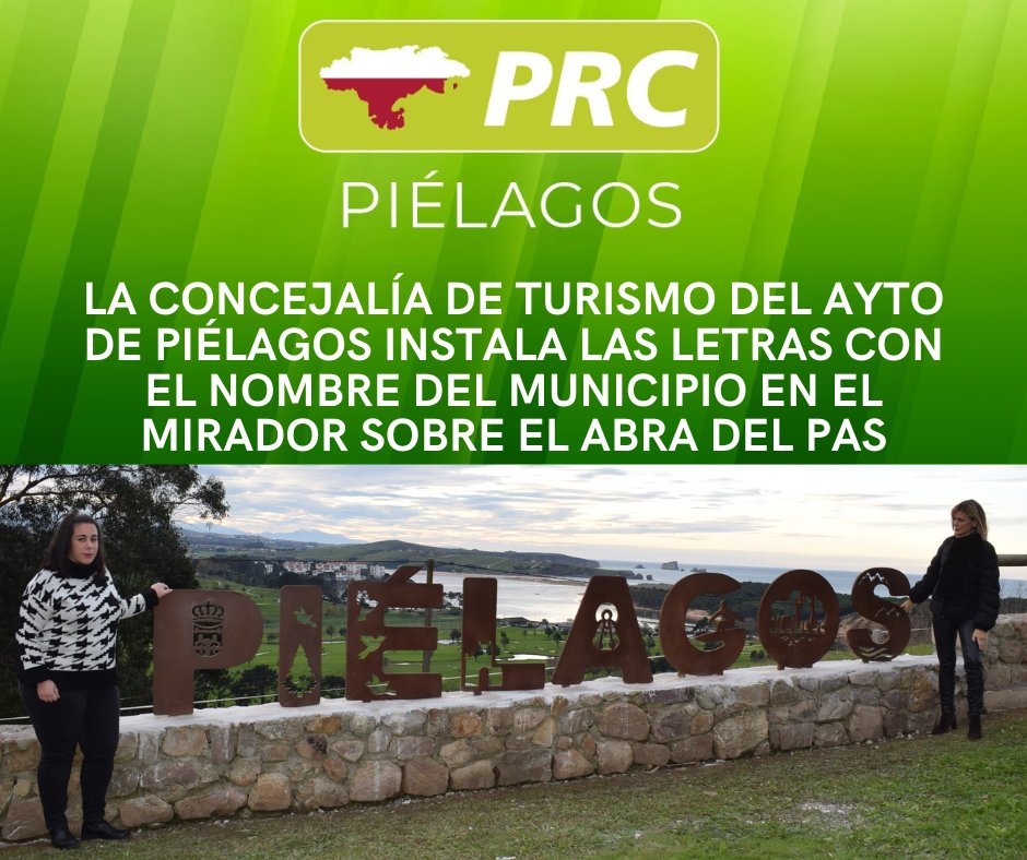 PrcPielagos's tweet photo. ✅La Concejalía de Turismo del Atyo de Piéalgos, dirigida por Beatriz Cavada,  ha instalado las letras con el nombre del municipio en el mirador sobre el Abra del Pas, en la carretera CA-231, entre las localidades de Liencres y Boo. https://t.co/hJdY0IUKNm