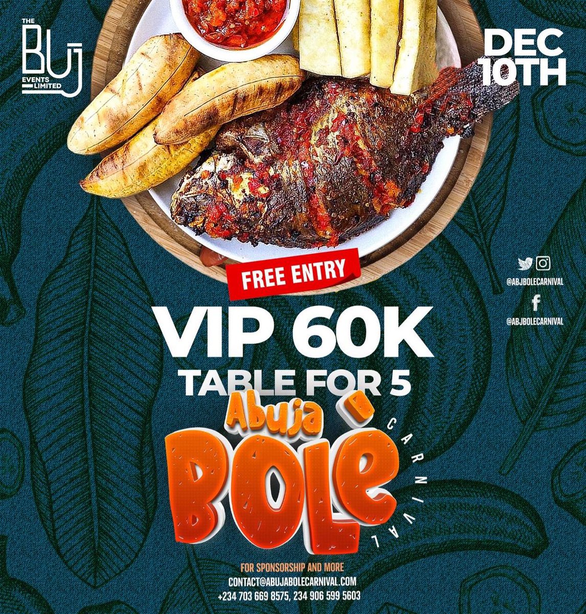 frankdozi's tweet photo. To enjoy your time, as A VIP in the #AbujaBoleCarnival you stand to get

•Bole Platter 
•Five bottles of water
•Three Mixers
•One whiskey
•Cups

All just for 60k which I agree it’s total value for money, as it’ll serve for 5People, Tables it is 🎉🥳🎊
#AbujaTwitterCommunity https://t.co/jk7TGcTK8E