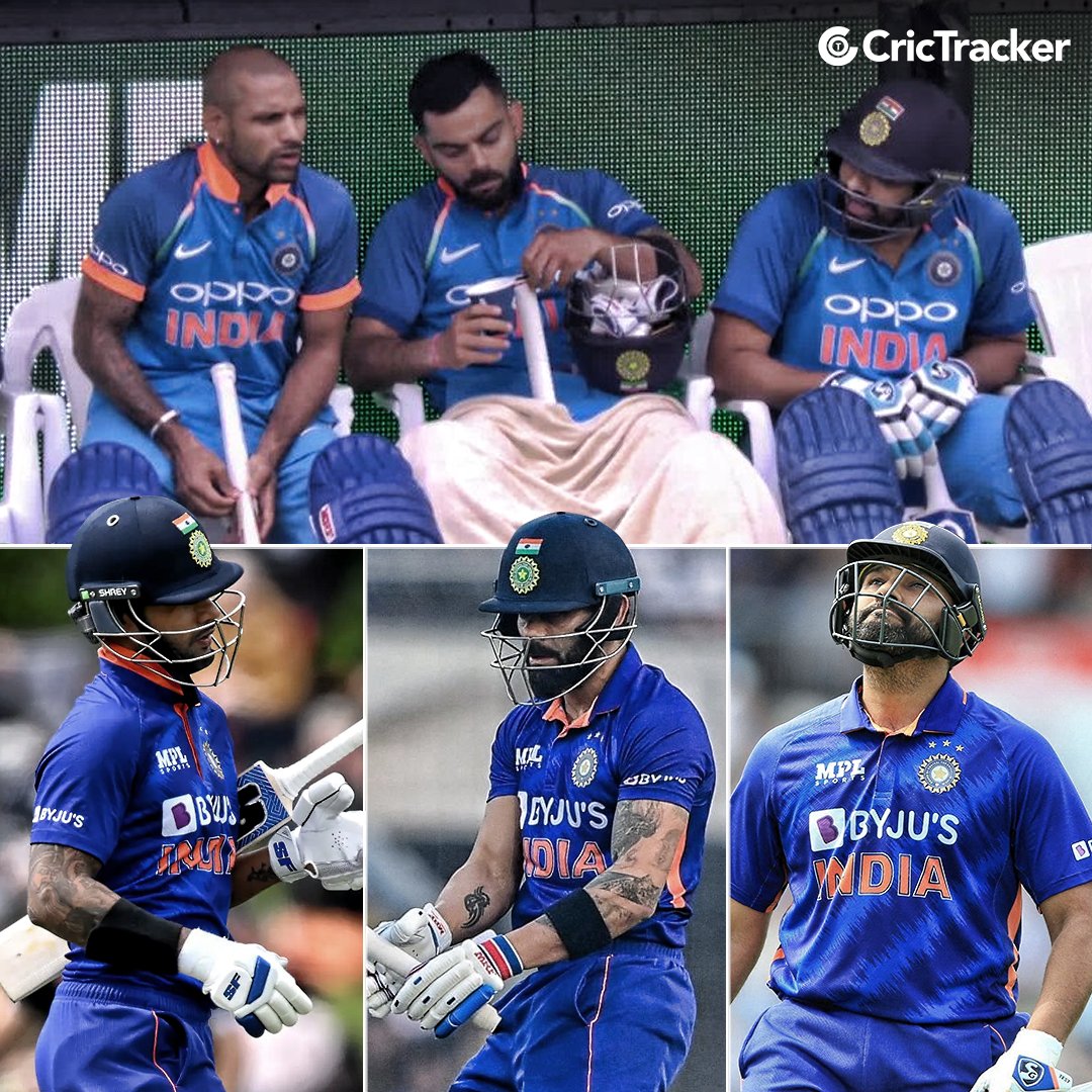 Cricketracker's tweet photo. 2017 to 2019: Shikhar Dhawan (8), Virat Kohli (17), and Rohit Sharma (18) scored 43 ODI centuries together for India.

2020 to 2022: Shikhar Dhawan (0), Virat Kohli (0), and Rohit Sharma (1) have just one ODI century combined.

𝗛𝗼𝘄 𝘁𝗵𝗲 𝗺𝗶𝗴𝗵𝘁𝘆 𝗵𝗮𝘃𝗲 𝗳𝗮𝗹𝗹𝗲𝗻! https://t.co/ThAh1eIPX2