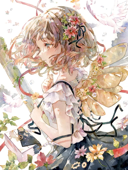 #今年も残りわずかなので今年一番伸びた絵を貼る自分でも気に入ってる絵*来年は透明水彩以外のアナログ画材も、色々使っていきたいです 