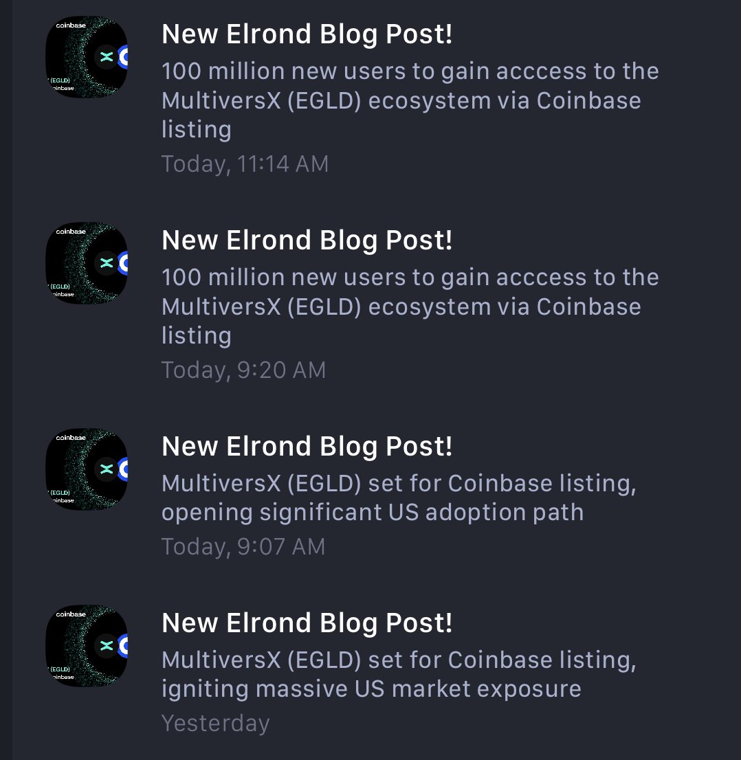Pinging four blog post notifications about a Coinbase listing feels a bit ‘pump my bags’ scammy <a href="/getMaiar/">X Portal</a>. Get a grip.