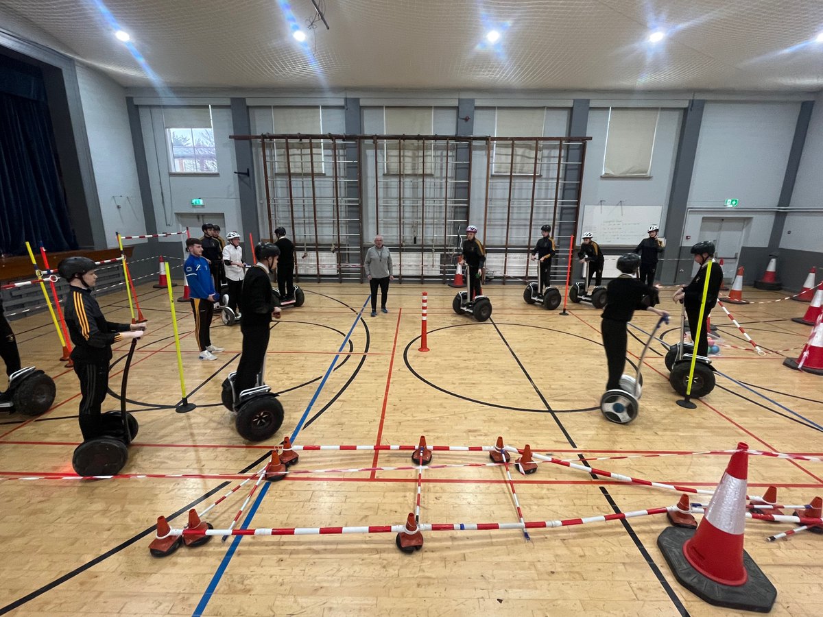 stpaulscollege_'s tweet photo. The TY's had a wheely great time chasing around the hall on Segways today. Thanks to the lads from #Emovement Segways for a great day. @tydotie @StPaulsCollegeP @Segway @Mondello_Park https://t.co/evTRcU1reD
