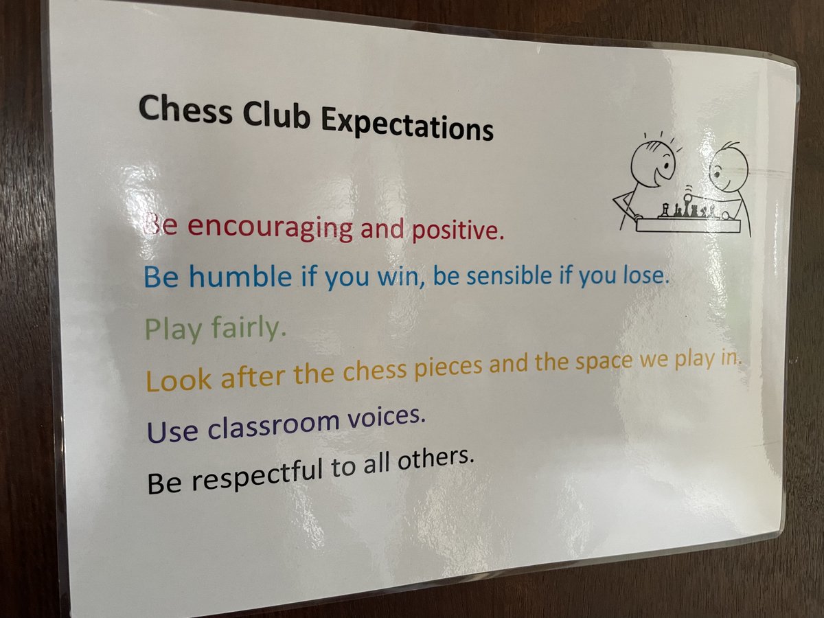 cbecsuk's tweet photo. The 'Rules of the Chess Club' at @FordcombeSchool are ideal 'Rules for Life'. If everyone could adopt these - the world would be a much kinder and happier place. #Kindness #Airplay #Respectful @tenaxschools  @TomTugendhat #TunbridgeWells @Carter6D @KateChhatwal @kentlivenews https://t.co/dOtjT8emBL