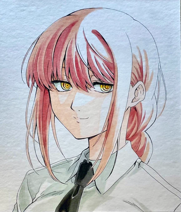 アナログイラスト20日目の今日はチェンソーマンのマキマさん。 