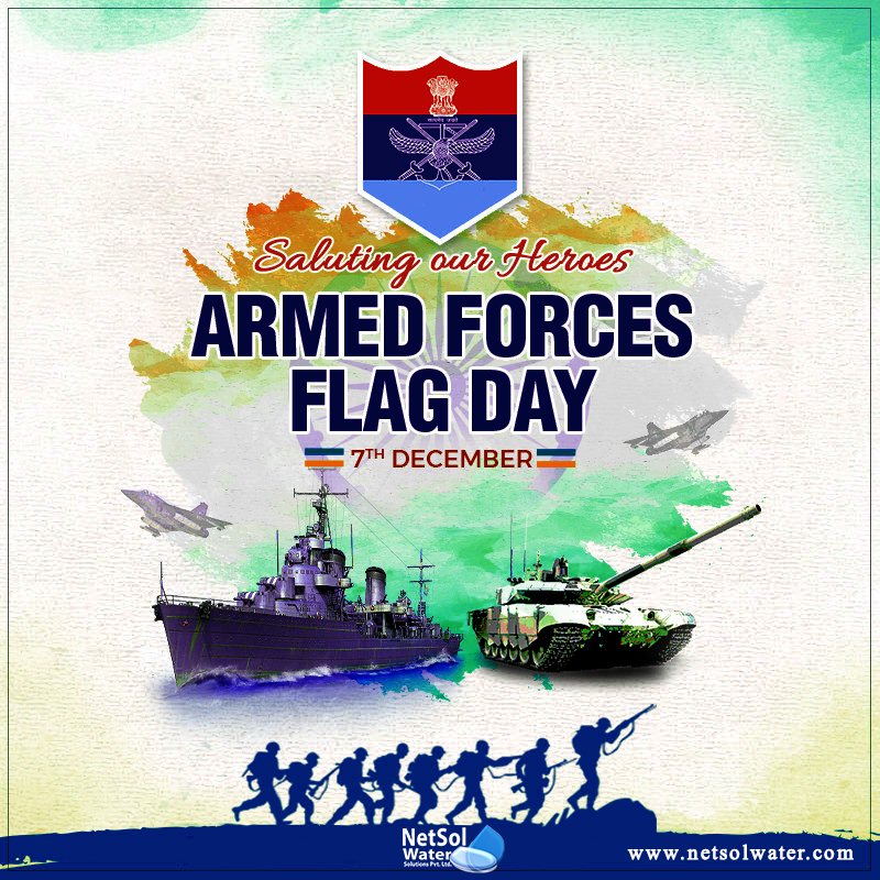 NetsolWater's tweet photo. Let us salute our Indian armed forces who have always been there to protect us from all the threats. 

Warm wishes on Indian Armed Forces Flag Day to everyone.

#ArmedForcesFlagDay #netsolwater #armedforces https://t.co/PjvkPr2PMg