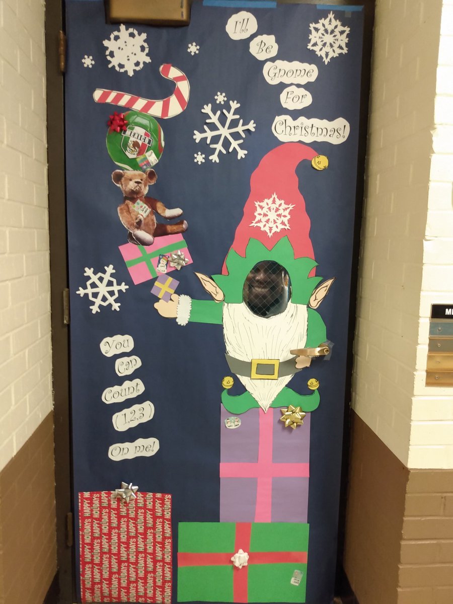 Around every corner &amp; up &amp; down every hall, doors &amp; walls are decorated with holiday gnomes &amp; messages about kindness! Thanks to everyone for creating these festive displays! #d118life <a href="/PrincipalMonro1/">PrincipalMonroe</a> #wgs118life