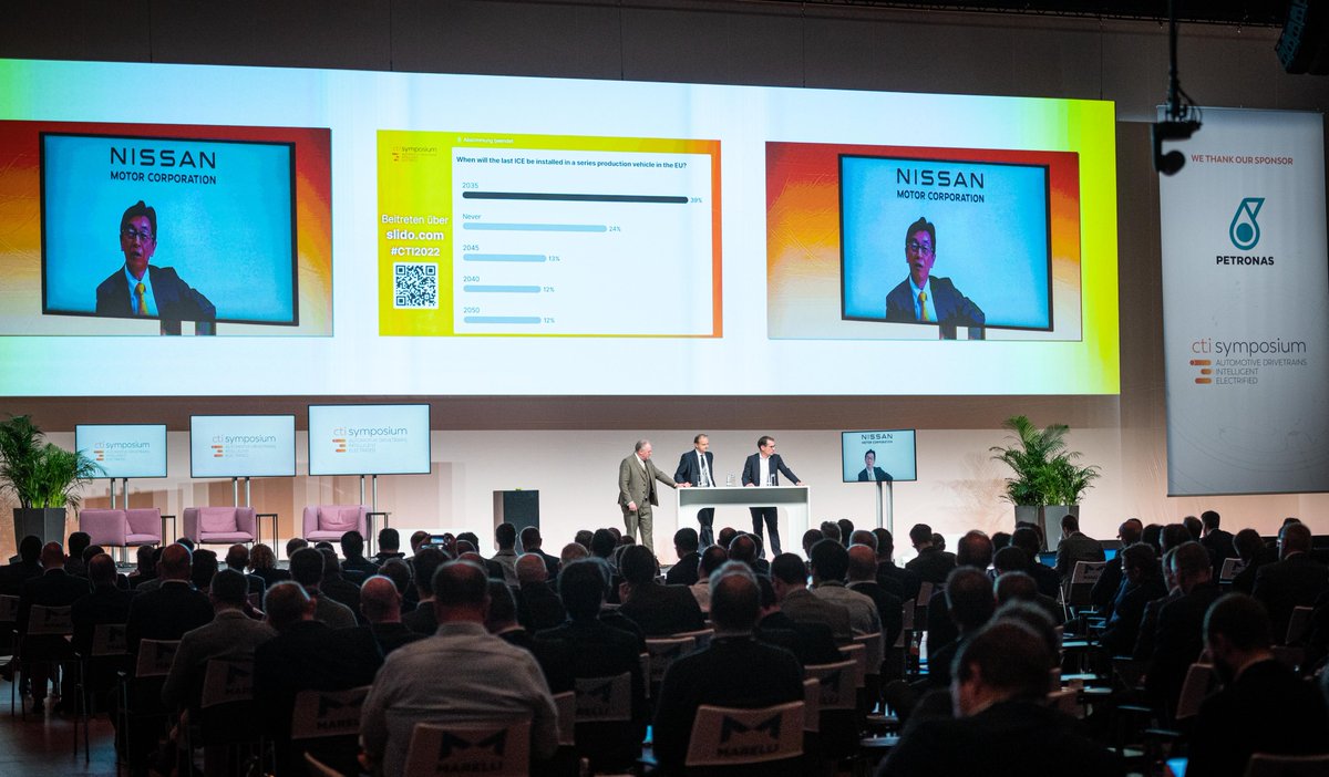 "The right technology mix until 2035 and beyond" was the motto of the first expert discussion at CTI SYMPOSIUM 2022.  53% of the audience in the live poll voted that "The mix of #ICE, #hybrids, #plugins and #BEVs is perfect". #cti_sym