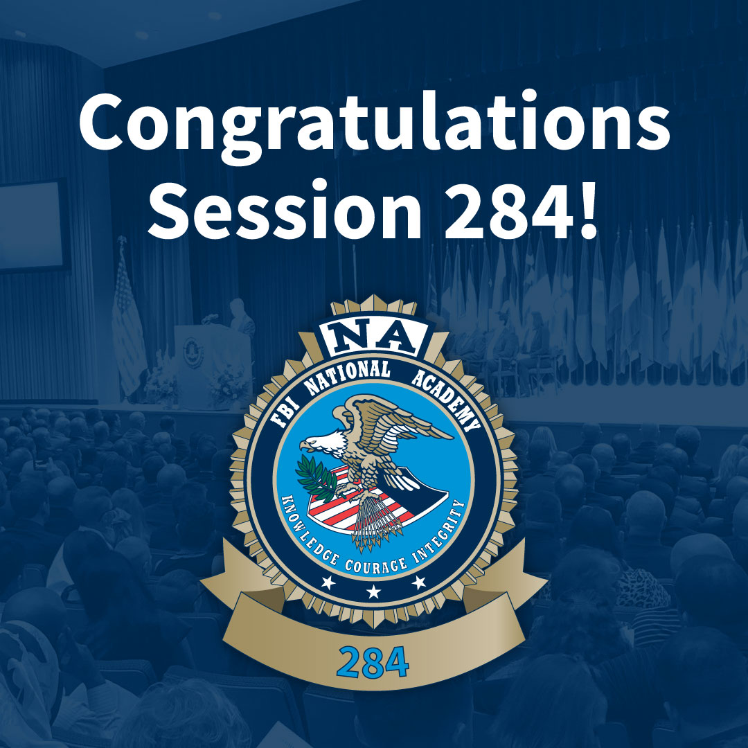 FBINAAQuantico's tweet photo. We want to congratulate Session 284 on their upcoming graduation from the FBI National Academy! You can watch the graduation live tomorrow, December 8th, at 10:00 AM EST. Join us for graduation: https://t.co/3ly33RwZsj
#Session284 #FBINA #FBINAA https://t.co/FSwr4E5TFf
