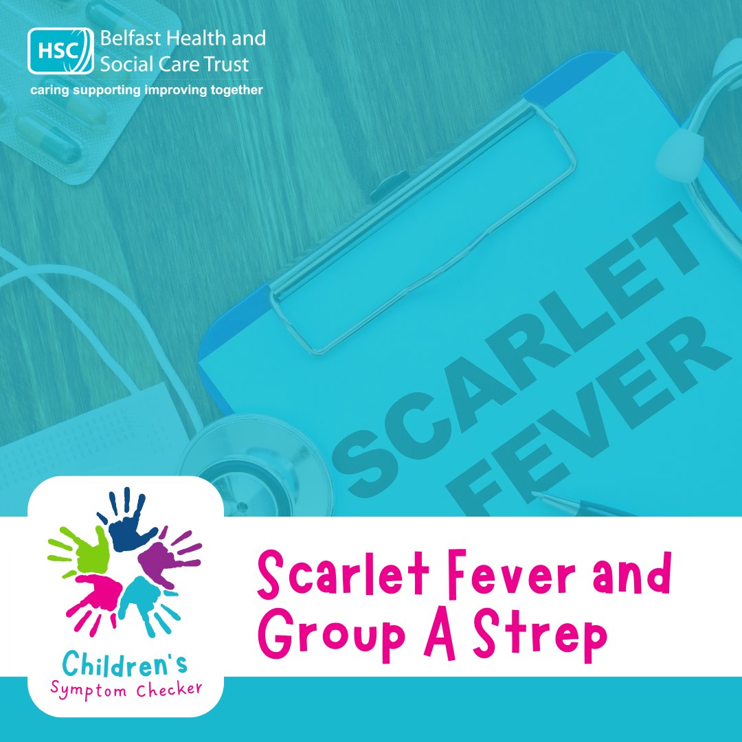 There are currently high rates of Group A Strep &amp; Scarlet Fever in NI, which is understandably causing a lot of concern. We've updated our Children's Symptom Checker with details on symptoms and the options available to help. Find more information here: belfasttrust.hscni.net/hospitals/chil…