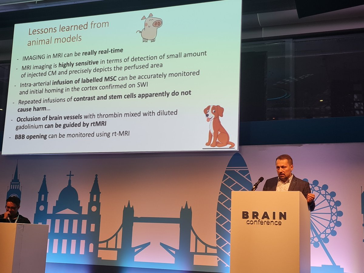 NN_publishing's tweet photo. MRI-guided #Neurointerventions for brain tumours have been elucidated in animal models, and initial in-human applications too, by Michal Zawadzki and his team - he tells @brainconferenc1 #BartsBRAINConference https://t.co/XGSjkcIure