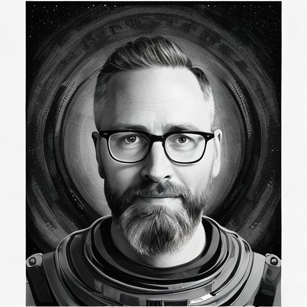 coreywilson's tweet photo. Ok I jumped on the Lensa bandwagon. I have to admit the results are interesting. All AI generated art has a certain “look” to it IMO. 

Who knew I’d grow up to be Gordon Freeman. 🤷🏻‍♂️ https://t.co/hVYFg0zJYa