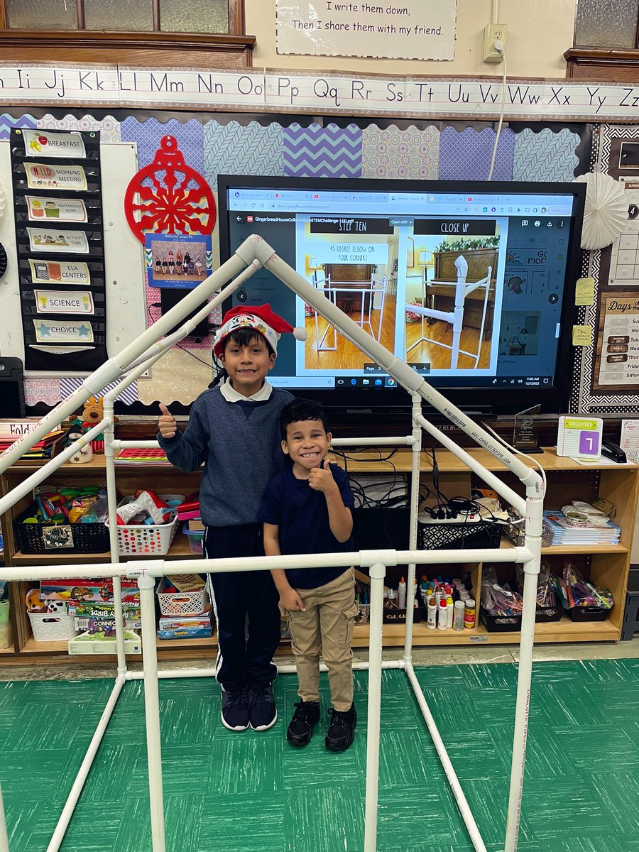It’s the most wonderful time of the year! Today we started building our life-size Gingerbread house. Students followed directions to build the frame with PVC pipes &amp; tomorrow we will begin the decorations! 🏠🎄<a href="/S5_Belleville/">@S5_Belleville</a> <a href="/BPS_Spec_Serv/">Belleville Special Services Department</a>