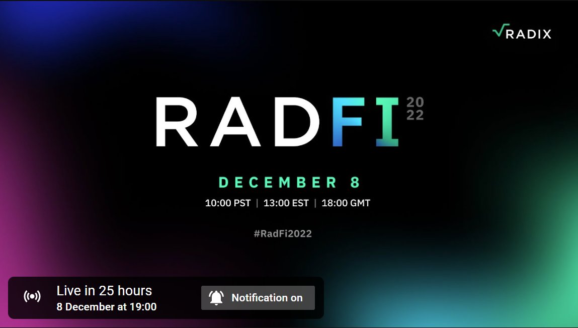 believe radix will most probably redefine defi however, we'll need to disrupt tradfi together *can't be done alone* the roadmap of @radixdlt is very ambitious, to say the least, and worth a shot attend & learn how: youtu.be/5iSK3rTjPMw #RadFi2022 🧵for an intro