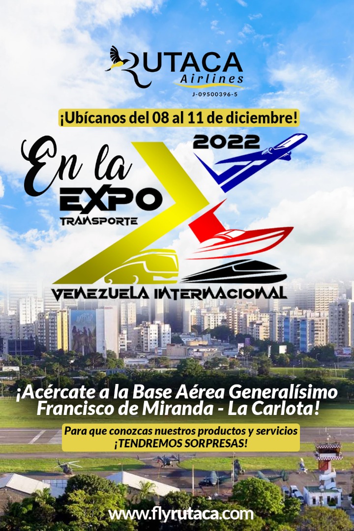 Ubícanos del 08 al 12 de diciembre en la Expotransporte Venezuela Internacional. Allí podrás solicitar tu cotización hacia los destinos de tu elección.🥳 ¡Te estaremos esperando! ✈️