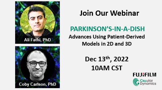 Join our webinar Dec 13th, "Parkinson’s-in-a-Dish: Advances Using Donor-derived Models in 2D and 3D", to learn how iPSC-derived dopaneuron models speed up drug discovery research for PD. 
REGISTER NOW!  ow.ly/6Ren50LXAvS
#parkinsons #neuroscience #drugdiscovery #organoids