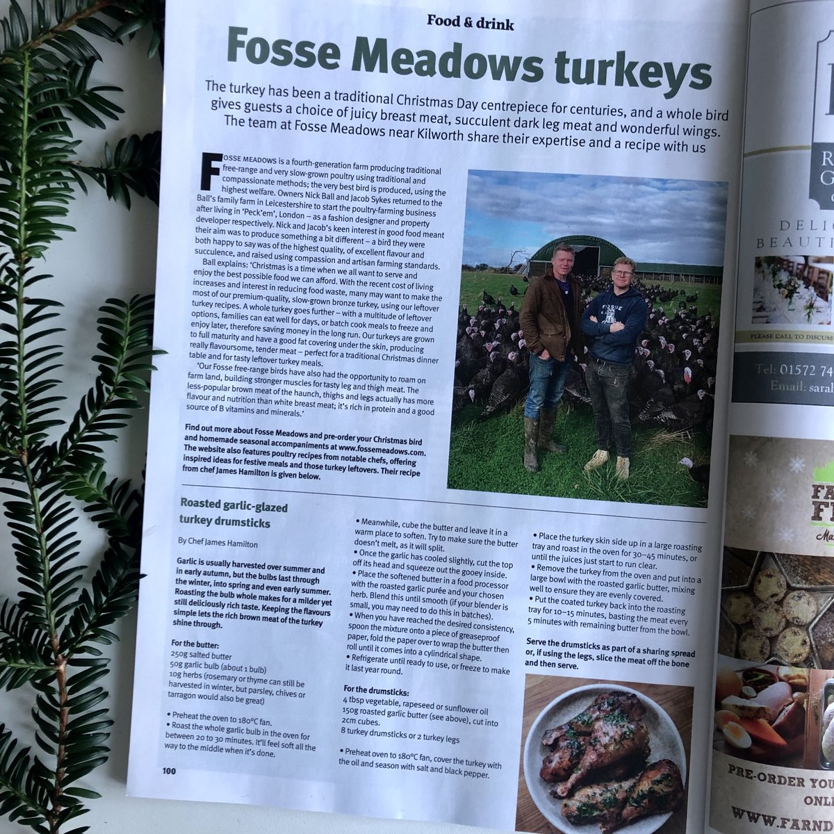 FosseMeadows's tweet photo. We're in Harborough Local Living magazine!
Feature on our award-winning slow grown, freerange bronze turkeys plus our tasty recipe for Fosse Turkey Legs by Chef #jameshamilton
https://t.co/WtbUbWY2Hz❤️🦃🎄
@greatfoodclub1  @locallivinguk @harboroughvisit https://t.co/gp2m33rcKK https://t.co/yw4GzXBn6f