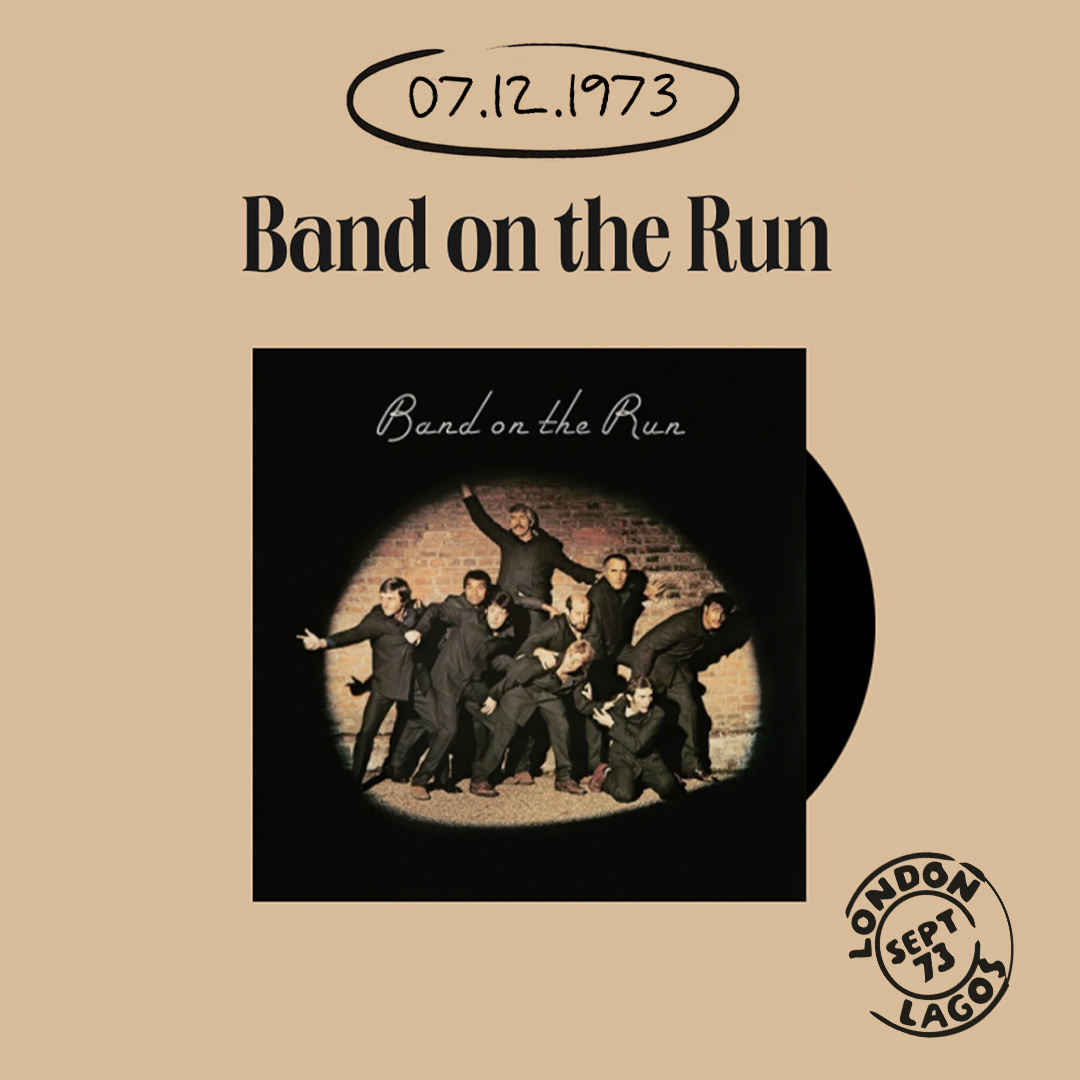 PaulMcCartney's tweet photo. #OnThisDay in 1973, Paul and Wings released 'Band on the Run' in the UK! It went on to become the biggest selling studio album of 1974 and spent 124 weeks on the chart. 🎶👐

Journey back through key moments and highlights on Paul's career Timeline: https://t.co/X6ENmn5PWx https://t.co/NpLf7eMGtp