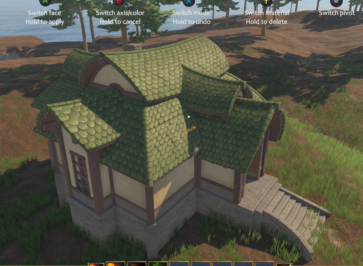 adamiseve's tweet photo. Little WIP house, intricate roof, all made in game in a day (still testing building and materials to get a cohesive and generic set) https://t.co/pmjdXAS4sx