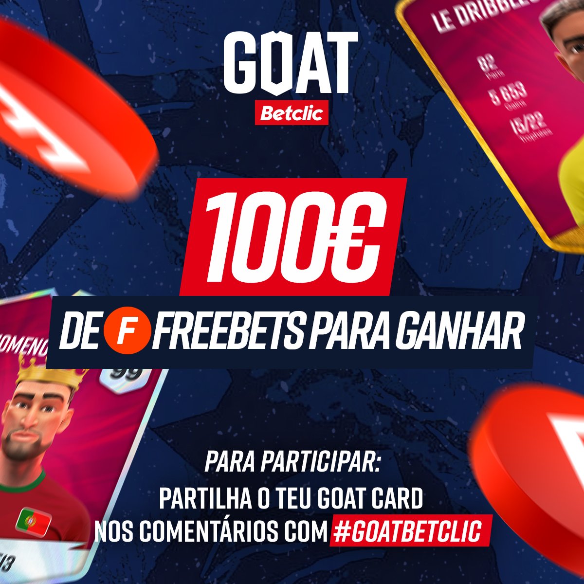 Queremos ver como está a correr o caminho para o #GoatBetclic 👀 
Cola print do teu cartão Goat nos comentários e habilita-te ao sorteio de 10€ em Freebets para 10 pessoas!

- Dá RT + Like
- Comenta com #GoatBetclic + Print do card

Pago dia 9 de dezembro.