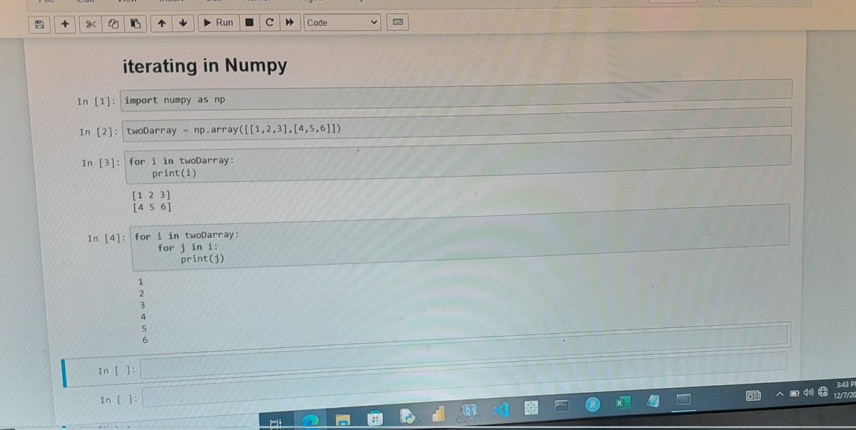 MDaobi's tweet image. Day 3
Iterating in Numpy  
#90DaysOfProgramming with python #90DaysOfCoding for DS and #90DaysOfTech.