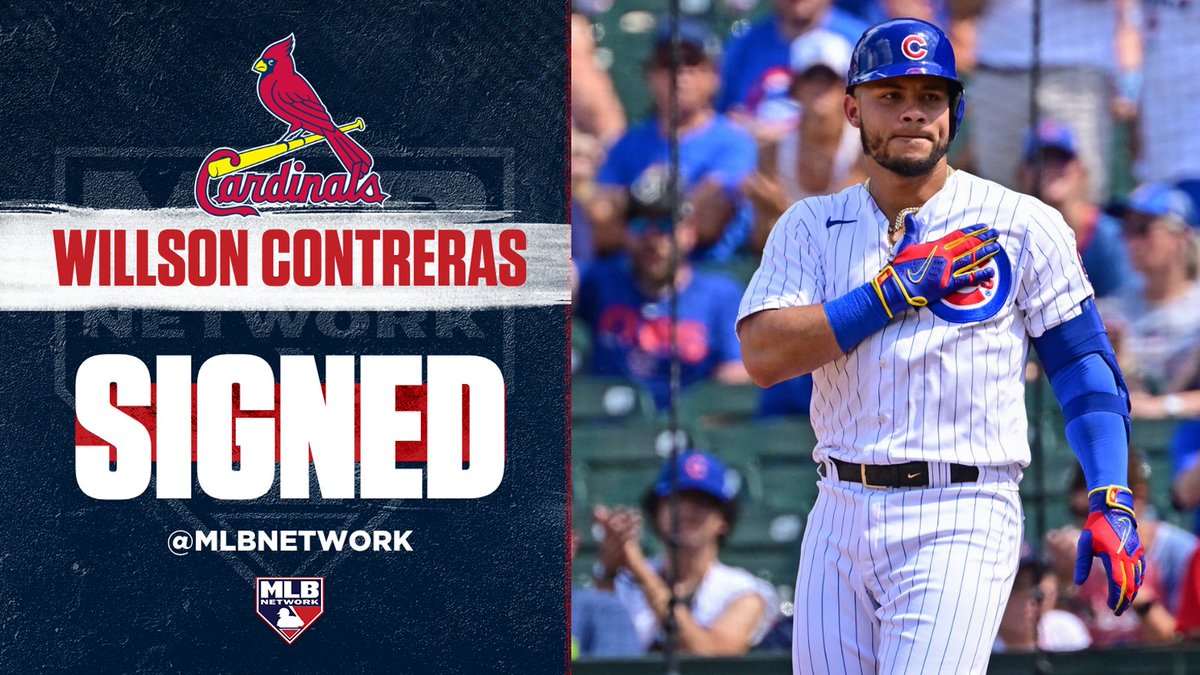 MLB Network (@mlbnetwork) on Twitter photo There's a new face behind the dish in St. Louis. 🍽️
Willson Contreras and the <a href="/Cardinals/">St. Louis Cardinals</a> are reportedly in agreement on a 5-year deal. There's a new face behind the dish in St. Louis. 🍽️
Willson Contreras and the <a href="/Cardinals/">St. Louis Cardinals</a> are reportedly in agreement on a 5-year deal.