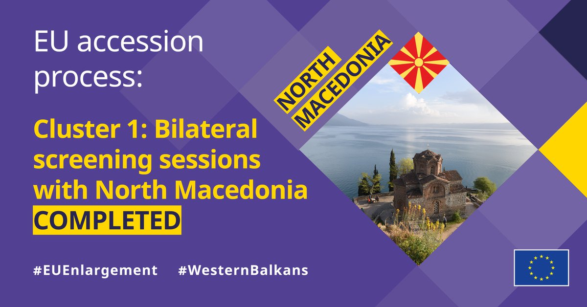 Cluster 1 fully screened with 🇲🇰 #NorthMacedonia ✅ 🇪🇺 #EU accession negotiation process moving forward with fruitful discussions on democratic institutions, fundamental rights, rule of law, public administration & economic criteria. 📢 Stay tuned for next screenings in 2023!