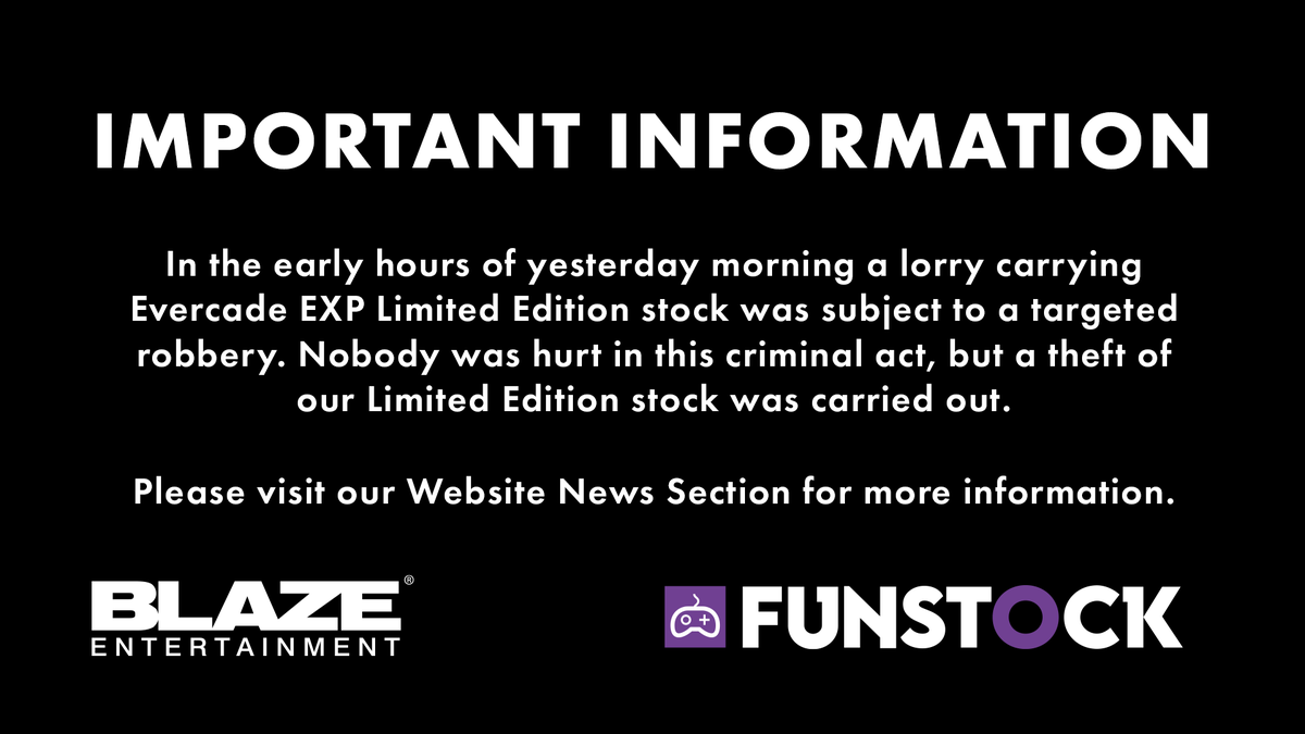 evercaderetro's tweet photo. IMPORTANT ANNOUNCEMENT: Evercade EXP Limited Edition Units Stolen in Robbery.

Please visit the link to read more.
https://t.co/gzFG4QqFtv https://t.co/uT2BWVztHw