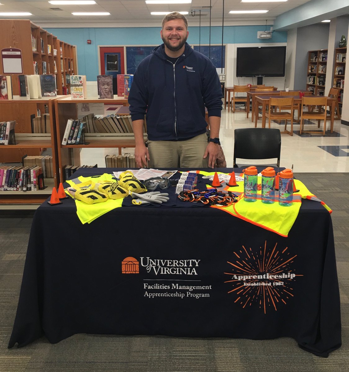 UVAApprentice's tweet photo. We're here, @CHSBlackKnights! Current @UVAFM Apprentice Evan Wagner is attending the CHS Launch and Earn event today. Come see how you can #EarnLearnAdvance in the skilled trades! https://t.co/631X4ckRBC