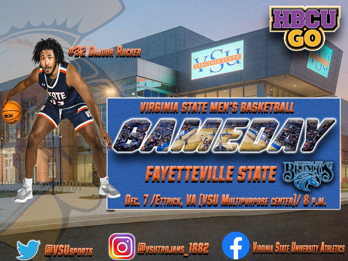GAME DAY! SHOW US THAT ORANGE TONIGHT 🟠as the VSU MBB team seeks revenge against FSU in the "Faculty and Staff Appreciation Night" midweek matchup
⚔️

🏀 <a href="/FSUBroncos/">FSU Broncos</a> 
 
⏰ 8 p.m.

🖥 theciaasn.com/vsu/?B=454944

📊 govsutrojans.com/sidearmstats/m…

📍Ettrick, VA (VSU Multipurpose center)