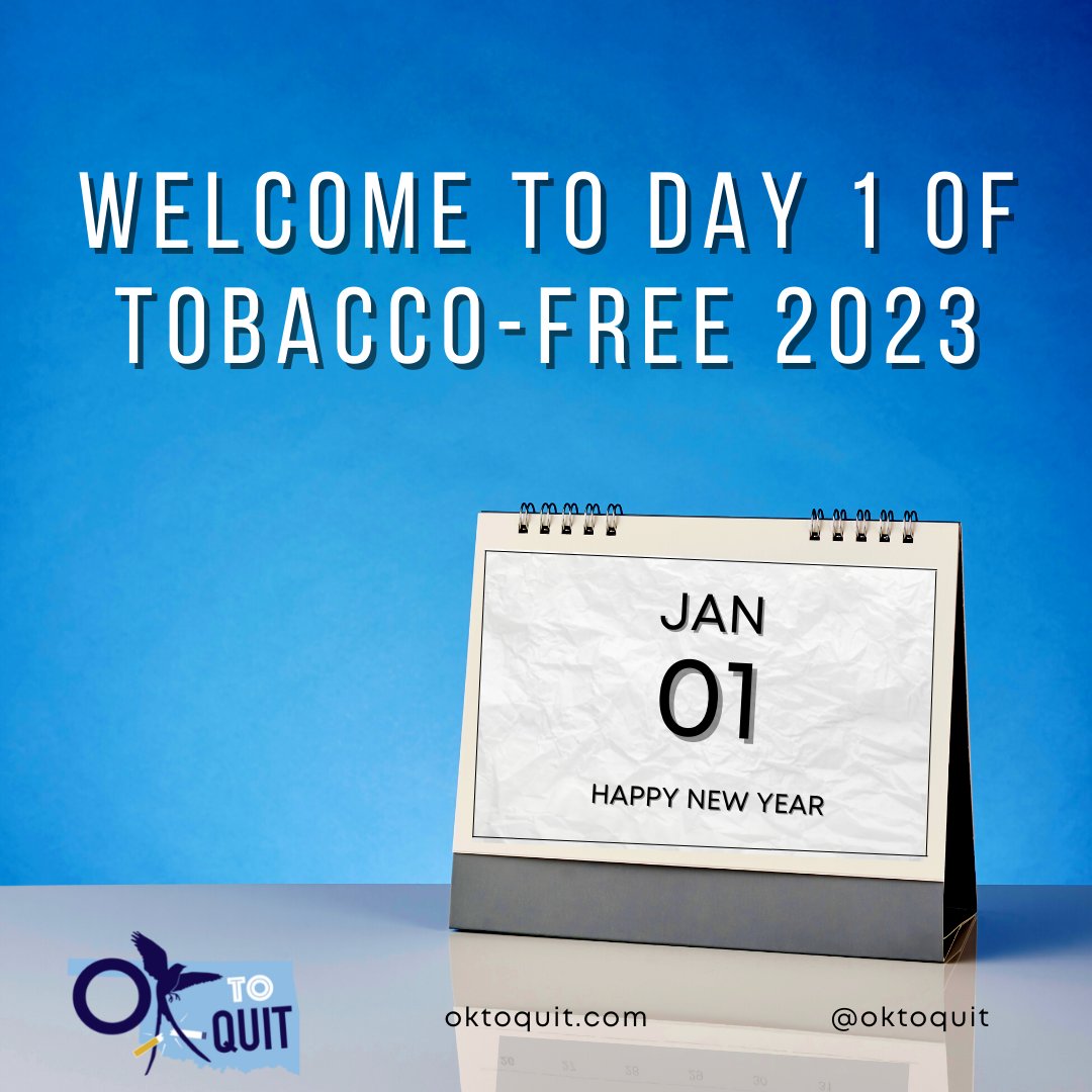 Make 2023 the year you break free from nicotine! You've got this and you're not alone! If you need support quitting: 1) talk to your doctor, 2) visit oktoquit.com for free resources, and 3) call 1.800.QUIT.NOW for free coaching #oktoquit #happynewyear2023
