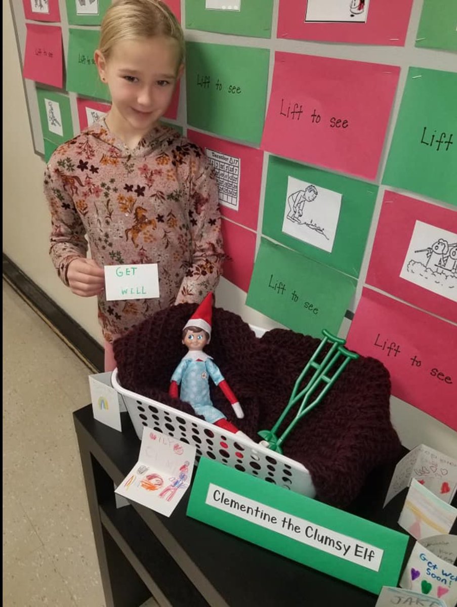am_RETSD's tweet photo. There is a festive feeling is in the air at Angus McKay as students create holiday cards, decorate the tree, and search for Clementine the Clumsy Elf! https://t.co/tD3dz8r5kU