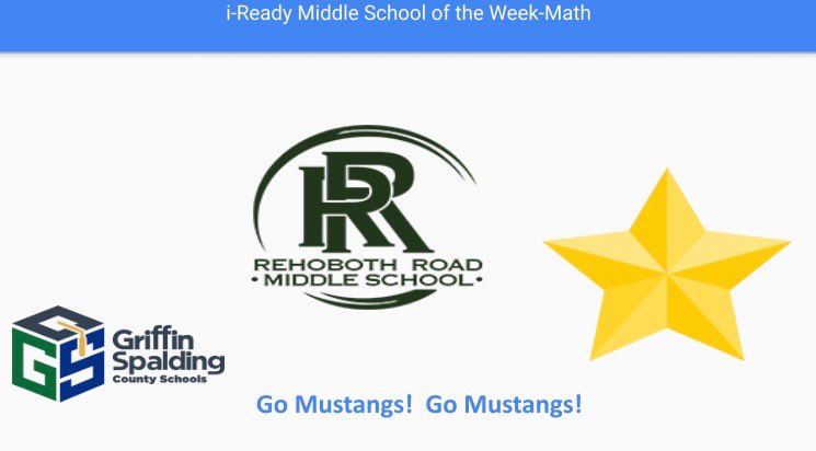 JoseyDashia's tweet photo. I’m so proud to recognize the Mighty Mustangs of Rehoboth Road Middle School as the i-Ready Reading and Math Middle School of the week!! #MTSSInterventions #ClosingGaps @GriffinSpalding @LindyPruitt @DrAudreyGreer @GSCSMTSS @PrincipalJRRMS https://t.co/uYCYVM0w2p
