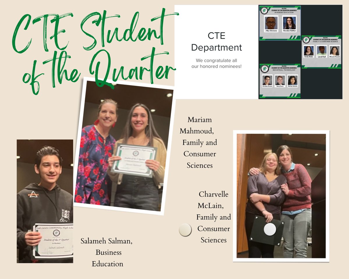 Congratulations to all of our Student of the Quarter nominees and winners!  We are so proud to call you our students!  #olchspride #cte #stem #education #careerteched #skillsusa #highschool #careerandtechnicaleducation #spartans