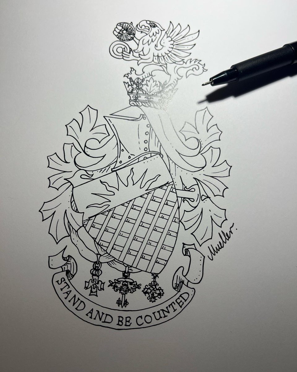 MuellerJohnF1's tweet photo. Another coat of arms - this time in a simple mid-century style that aims to be both heraldically correct and good graphic design // #heraldry #coatiofarms #handdrawn #handmade #bespokegifts #smartstationery #bespokestationery #christmasgifts https://t.co/VfxxG5KNOe